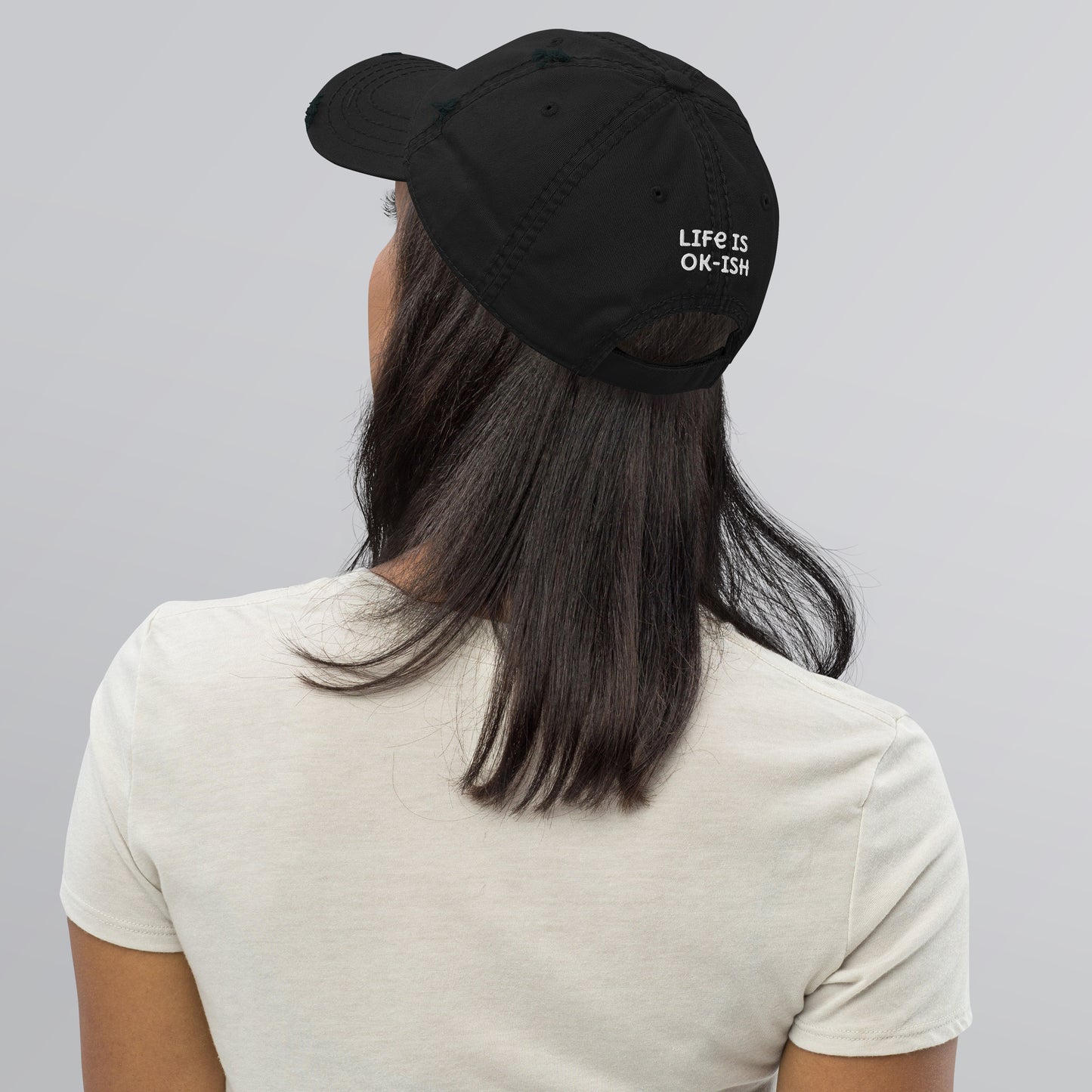 Screaming Woman Embroidered Distressed Cap