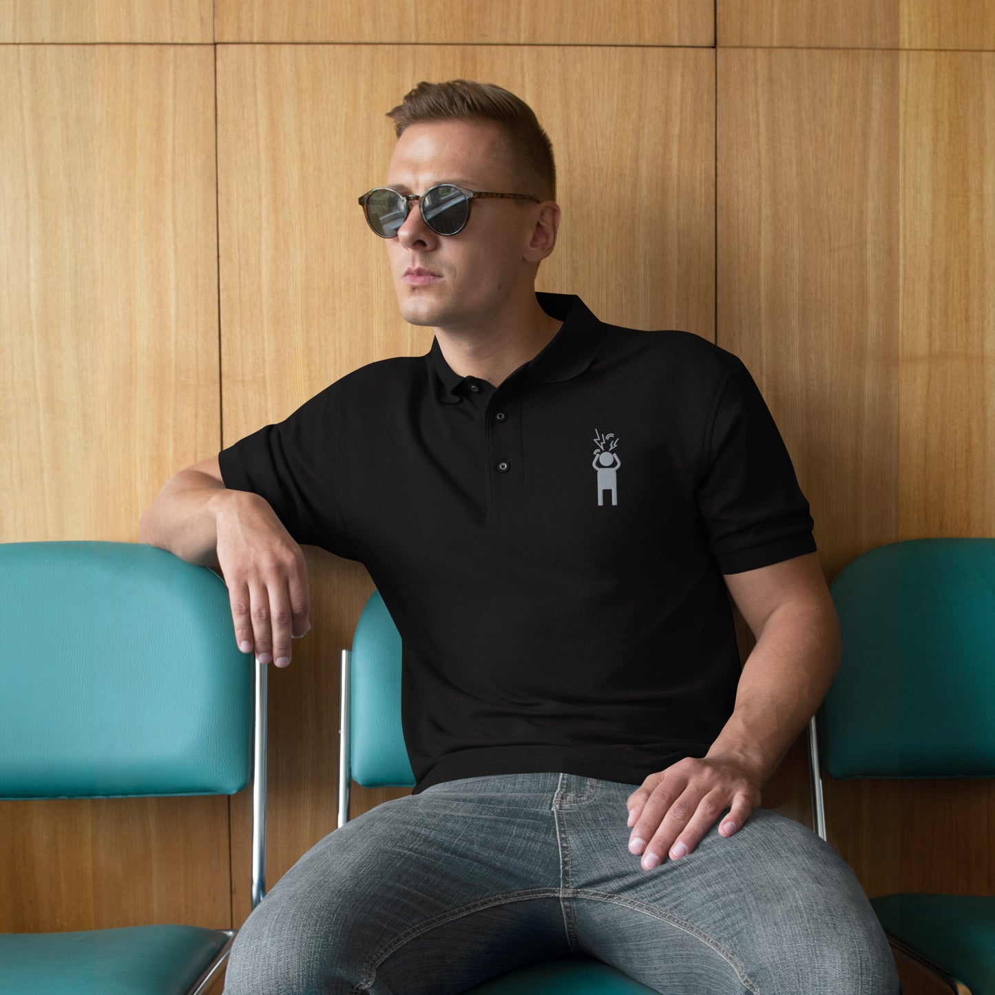 Men's Screaming Person Embroidered Premium Polo