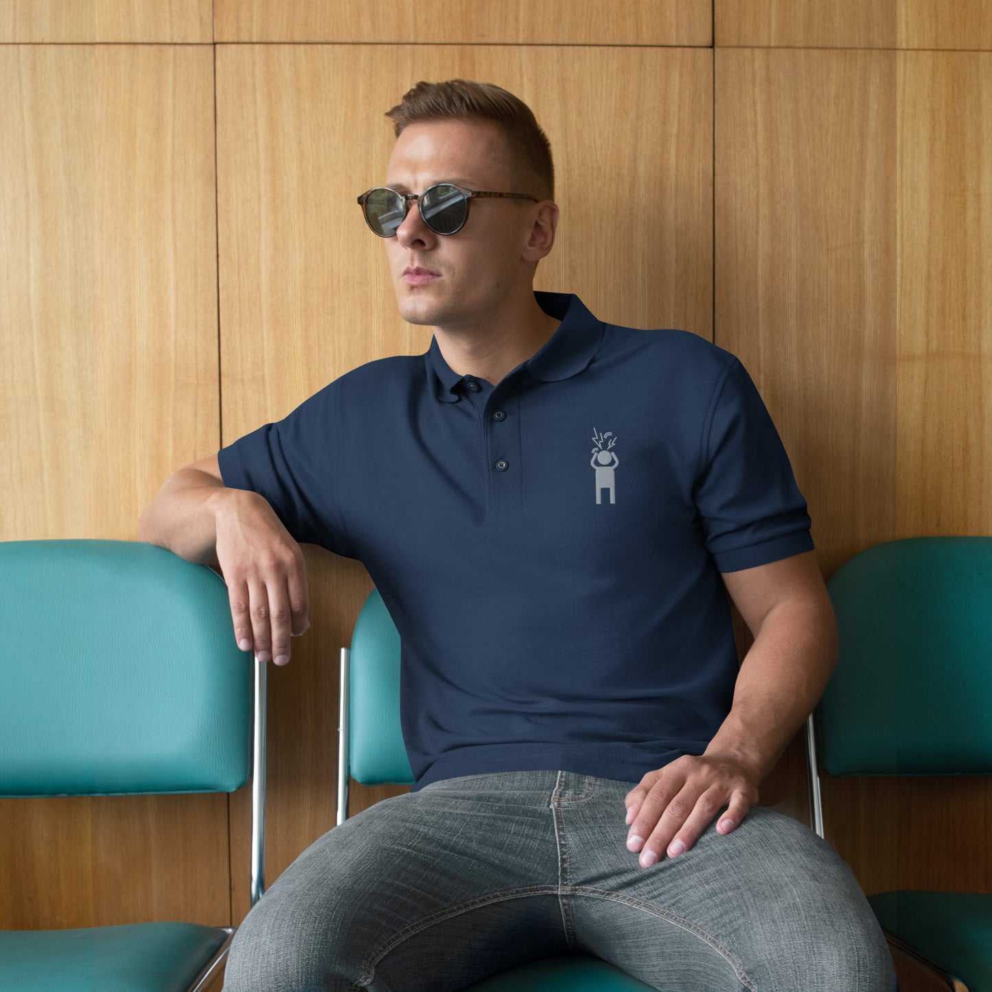 Men's Screaming Person Embroidered Premium Polo