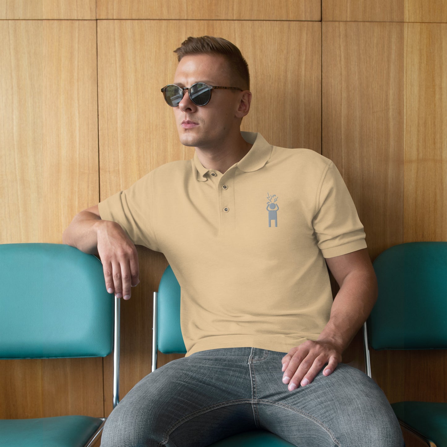 Men's Screaming Person Embroidered Premium Polo