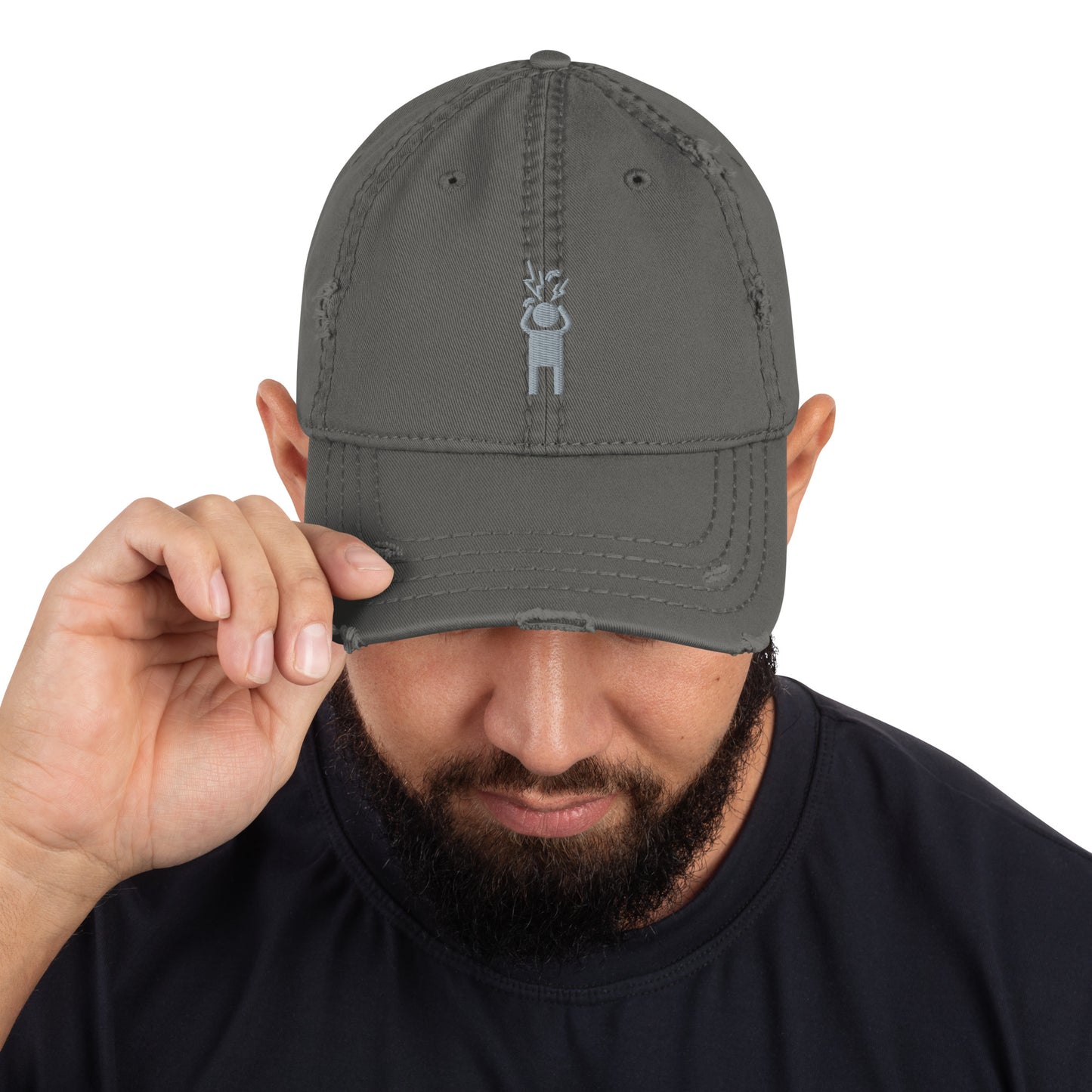 Screaming Person Embroidered Distressed Hat