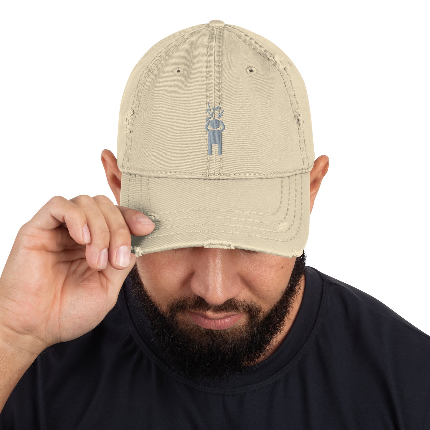 Screaming Person Embroidered Distressed Hat