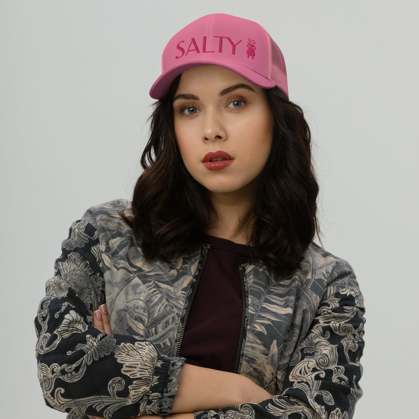 Salty Screaming Woman Embroidered Trucker Cap