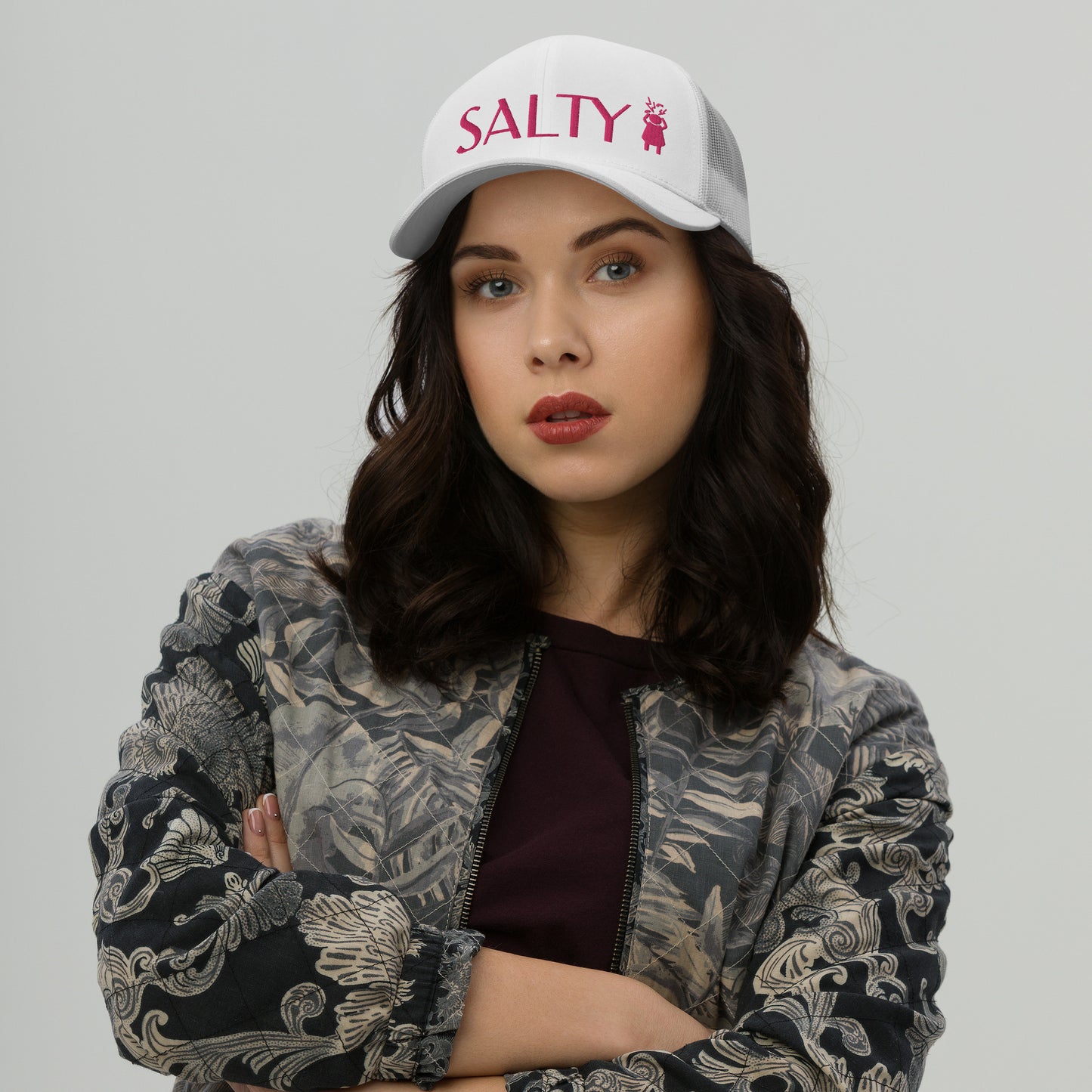 Salty Screaming Woman Embroidered Trucker Cap